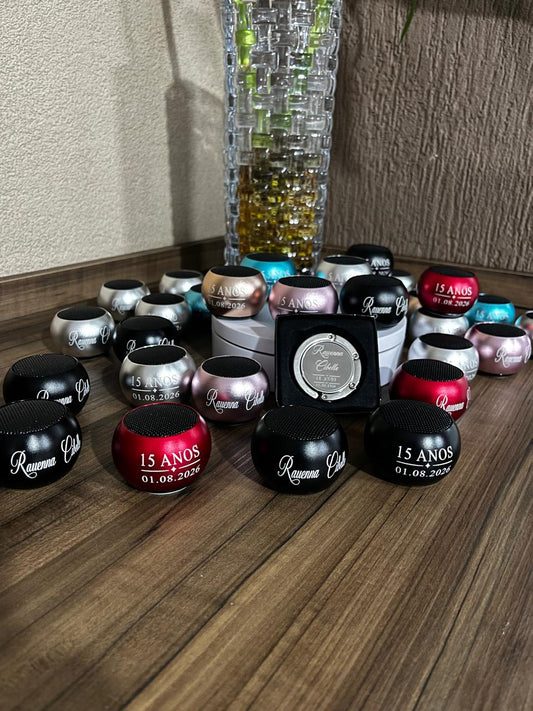 Kit Caixa de Som Bluetooth Tws Metal Mini Speaker Amplificada 3w - Personalizada