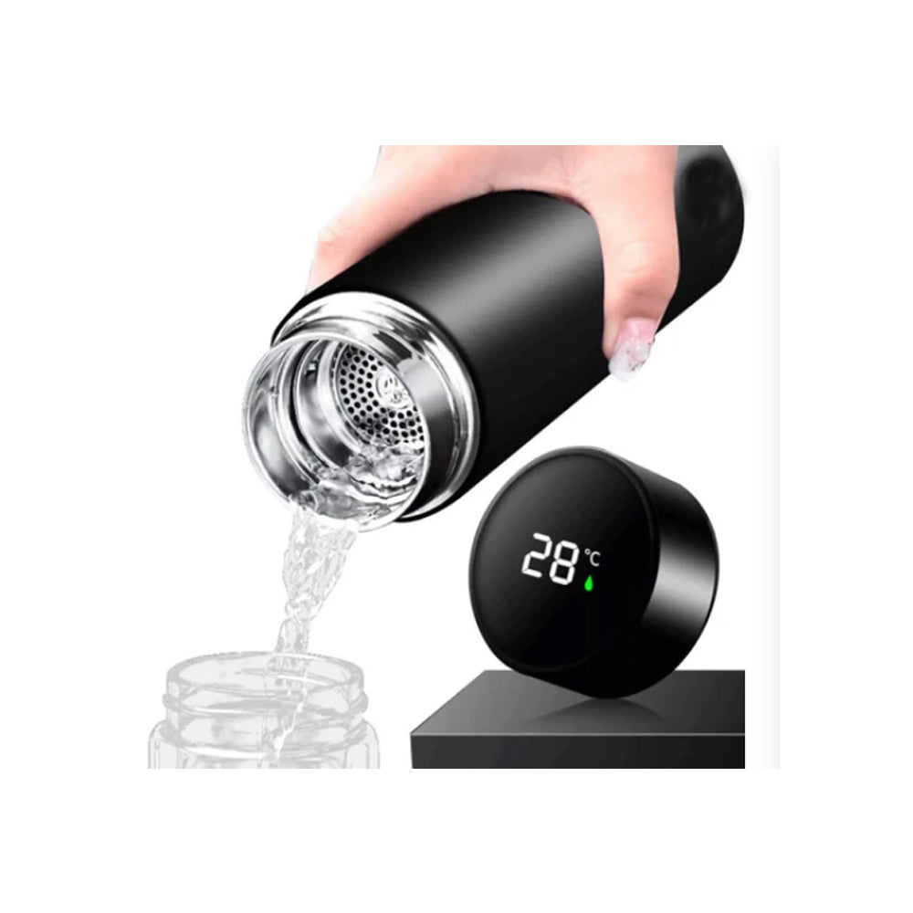 Garrafa Inteligente Térmica em Aço Inox com Termômetro Digital Led. – PRETO