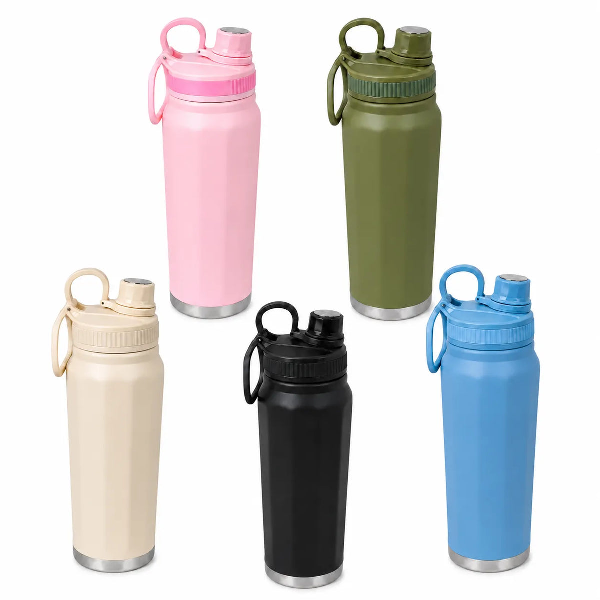Garrafa térmica sextavada 800 ml, vista de frente