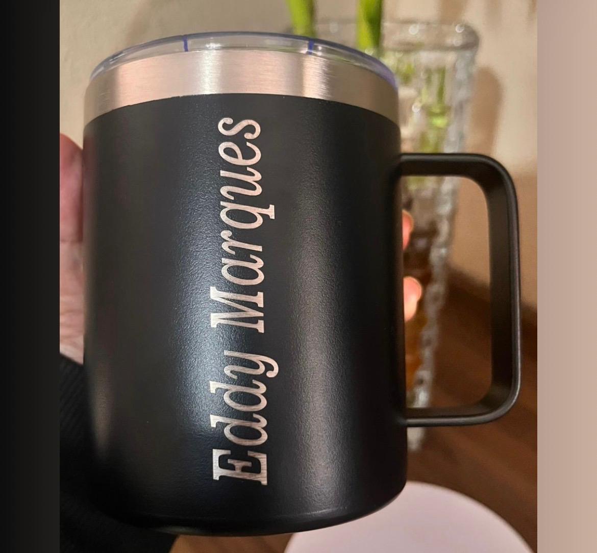 Caneca térmica 360 ml vermelha personalizada a laser com logo de empresa e nome