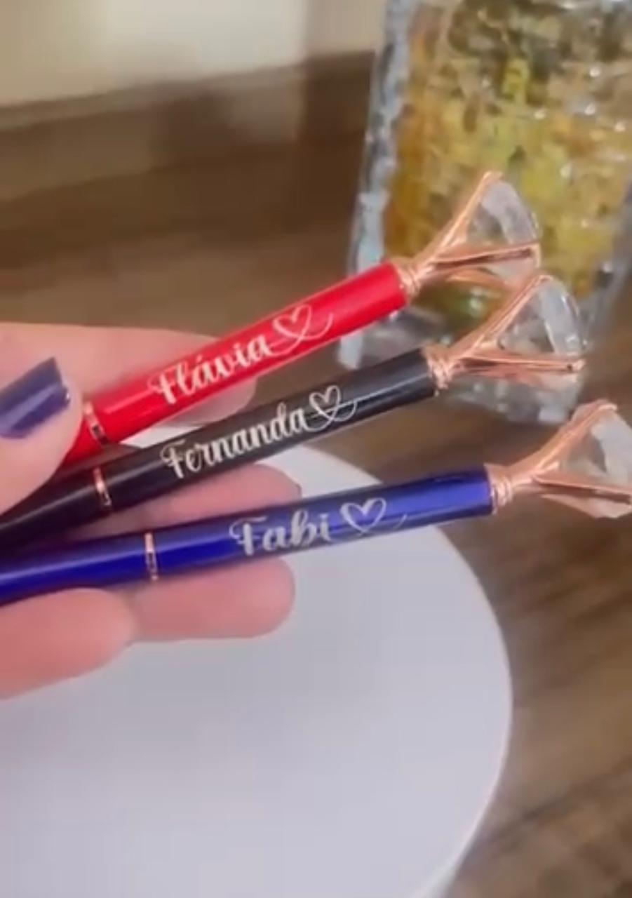 Canetas metal diamante em várias cores com carga esferográfica azul 1.0 mm