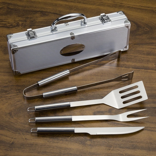 Kit churrasco 4 peças com maleta metálica personalizável
